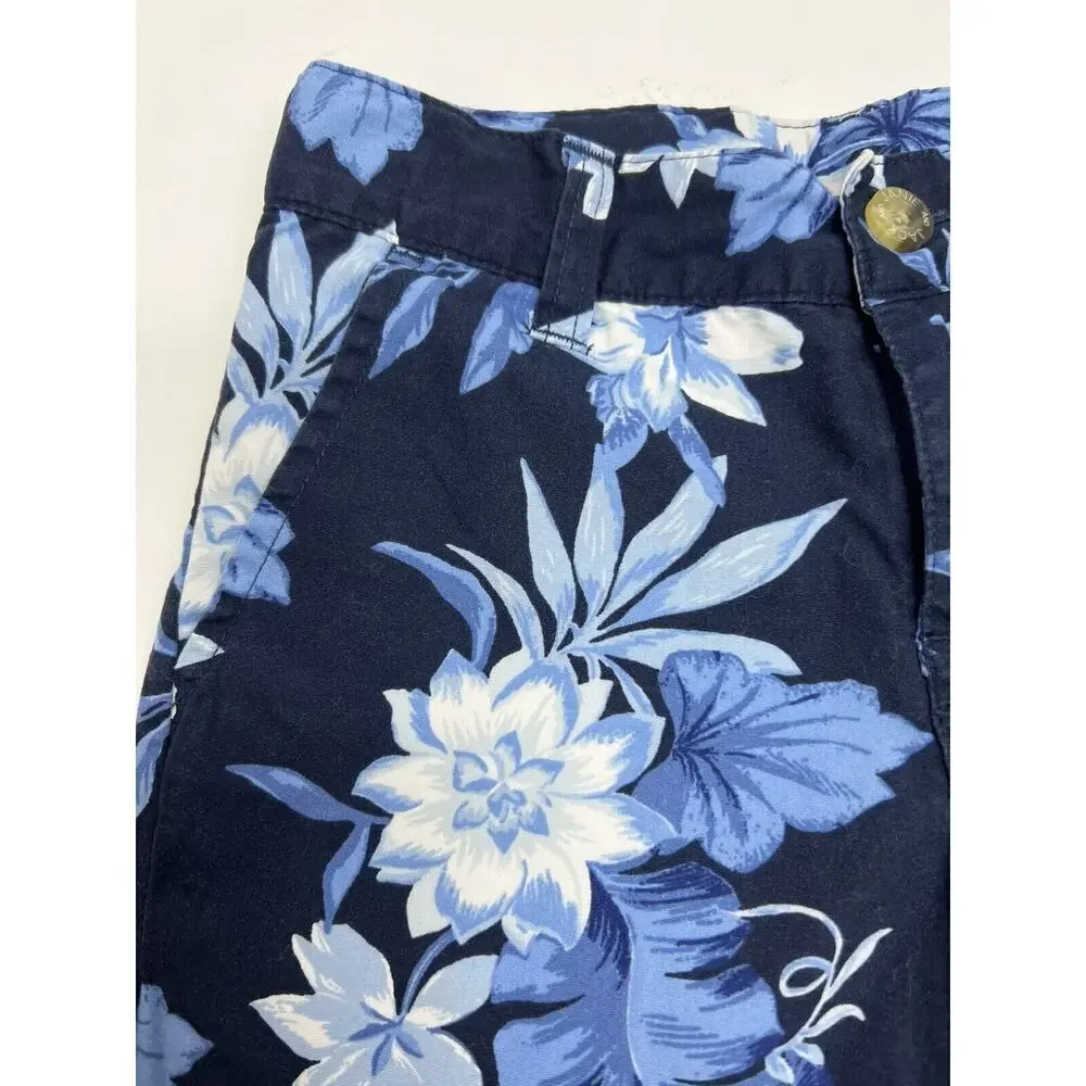 Janie and Jack Boy’s Blue Hawaiian Cotton Shorts Adjustable Waist Size 4